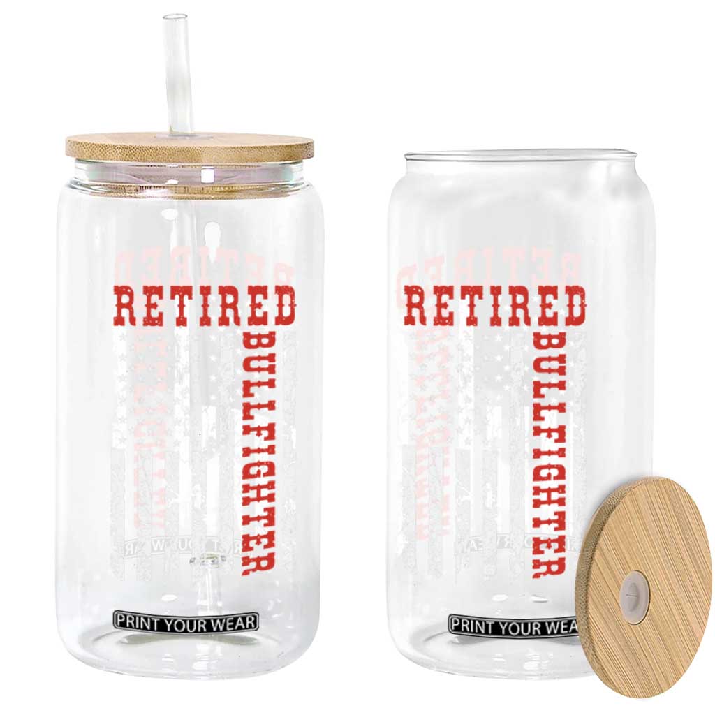 Retired Bullfighter American Flag Glass Can Vintage Rodeo Retirement Gift