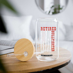 Retired Bullfighter American Flag Glass Can Vintage Rodeo Retirement Gift