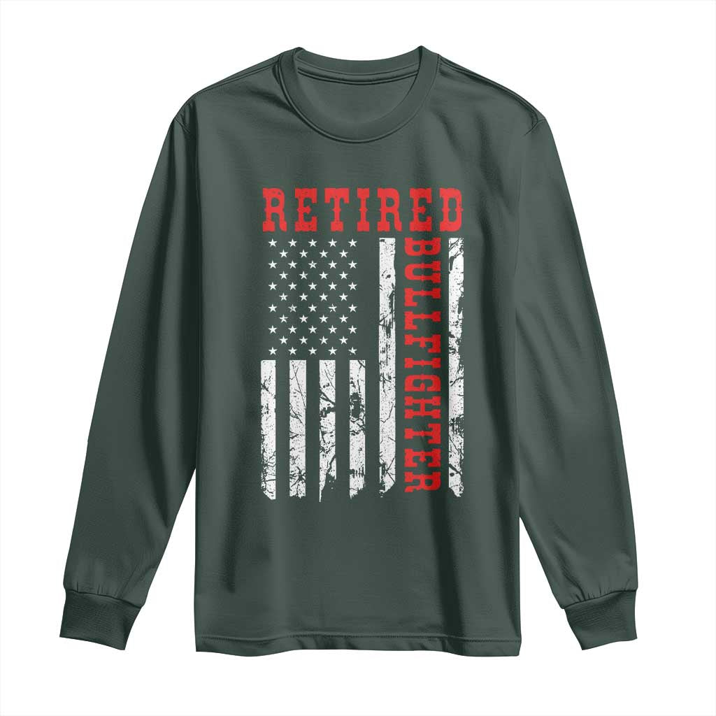 Retired Bullfighter American Flag Long Sleeve Shirt Vintage Rodeo Retirement Gift