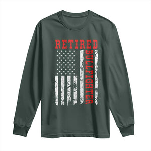 Retired Bullfighter American Flag Long Sleeve Shirt Vintage Rodeo Retirement Gift