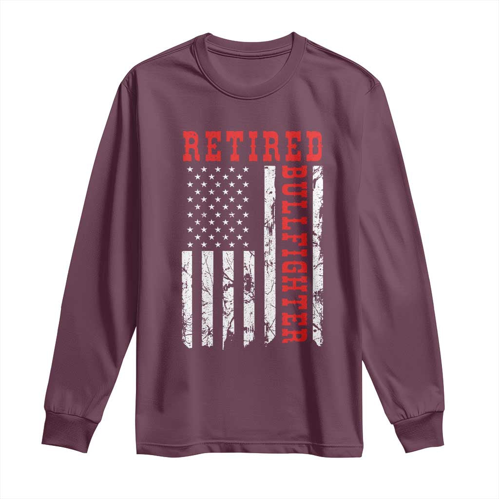 Retired Bullfighter American Flag Long Sleeve Shirt Vintage Rodeo Retirement Gift