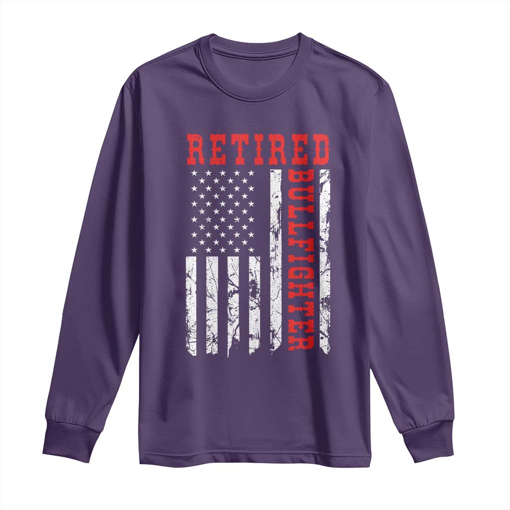 Retired Bullfighter American Flag Long Sleeve Shirt Vintage Rodeo Retirement Gift