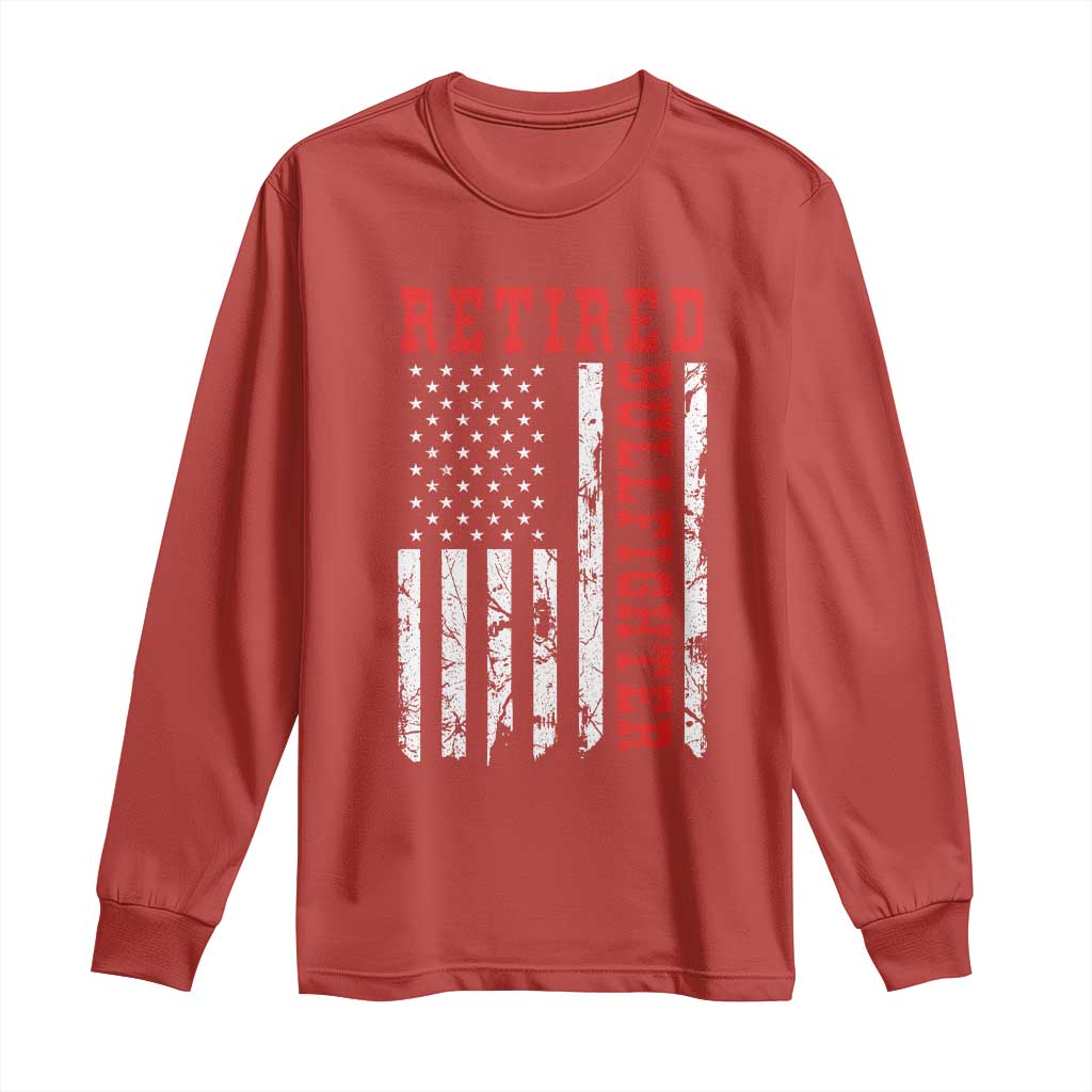 Retired Bullfighter American Flag Long Sleeve Shirt Vintage Rodeo Retirement Gift