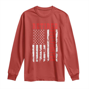 Retired Bullfighter American Flag Long Sleeve Shirt Vintage Rodeo Retirement Gift