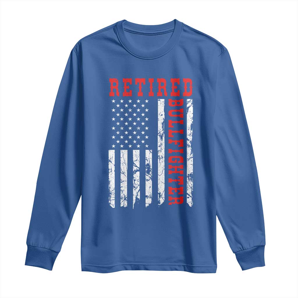 Retired Bullfighter American Flag Long Sleeve Shirt Vintage Rodeo Retirement Gift