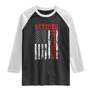 Retired Bullfighter American Flag Raglan Shirt Vintage Rodeo Retirement Gift