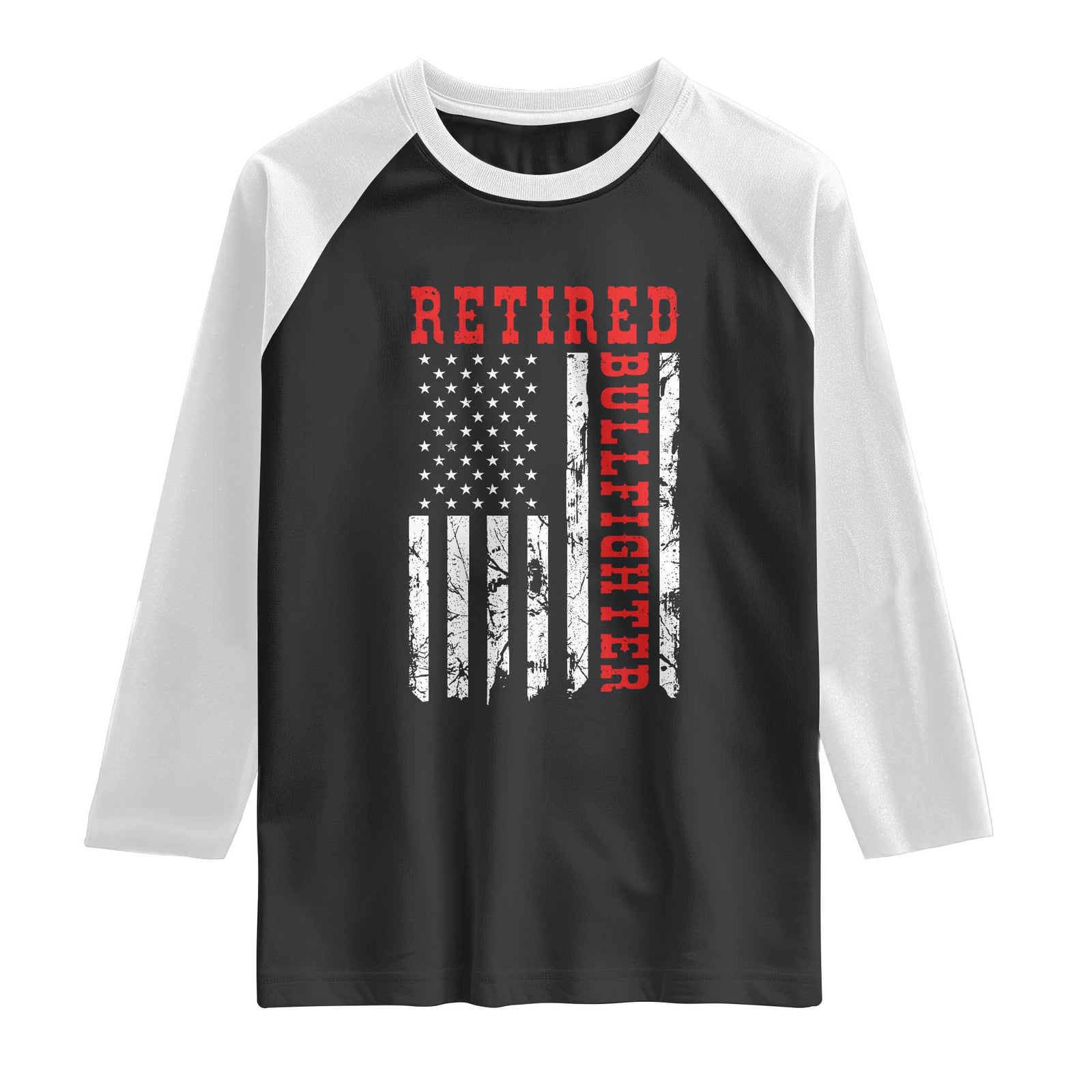 Retired Bullfighter American Flag Raglan Shirt Vintage Rodeo Retirement Gift
