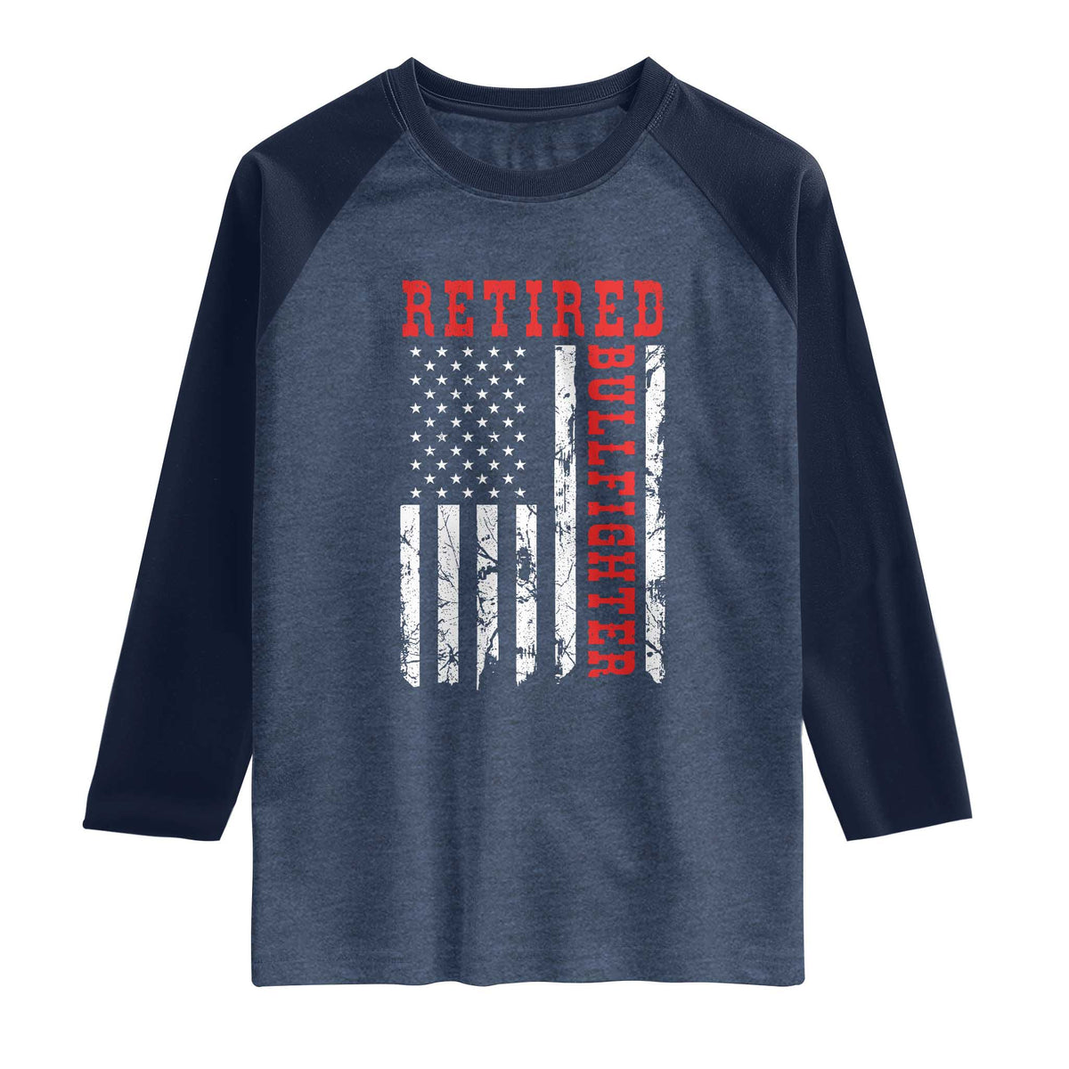 Retired Bullfighter American Flag Raglan Shirt Vintage Rodeo Retirement Gift