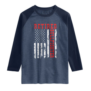 Retired Bullfighter American Flag Raglan Shirt Vintage Rodeo Retirement Gift