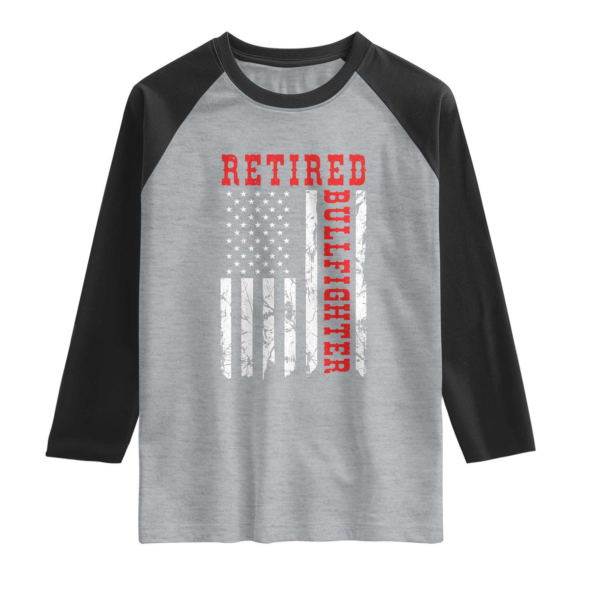 Retired Bullfighter American Flag Raglan Shirt Vintage Rodeo Retirement Gift