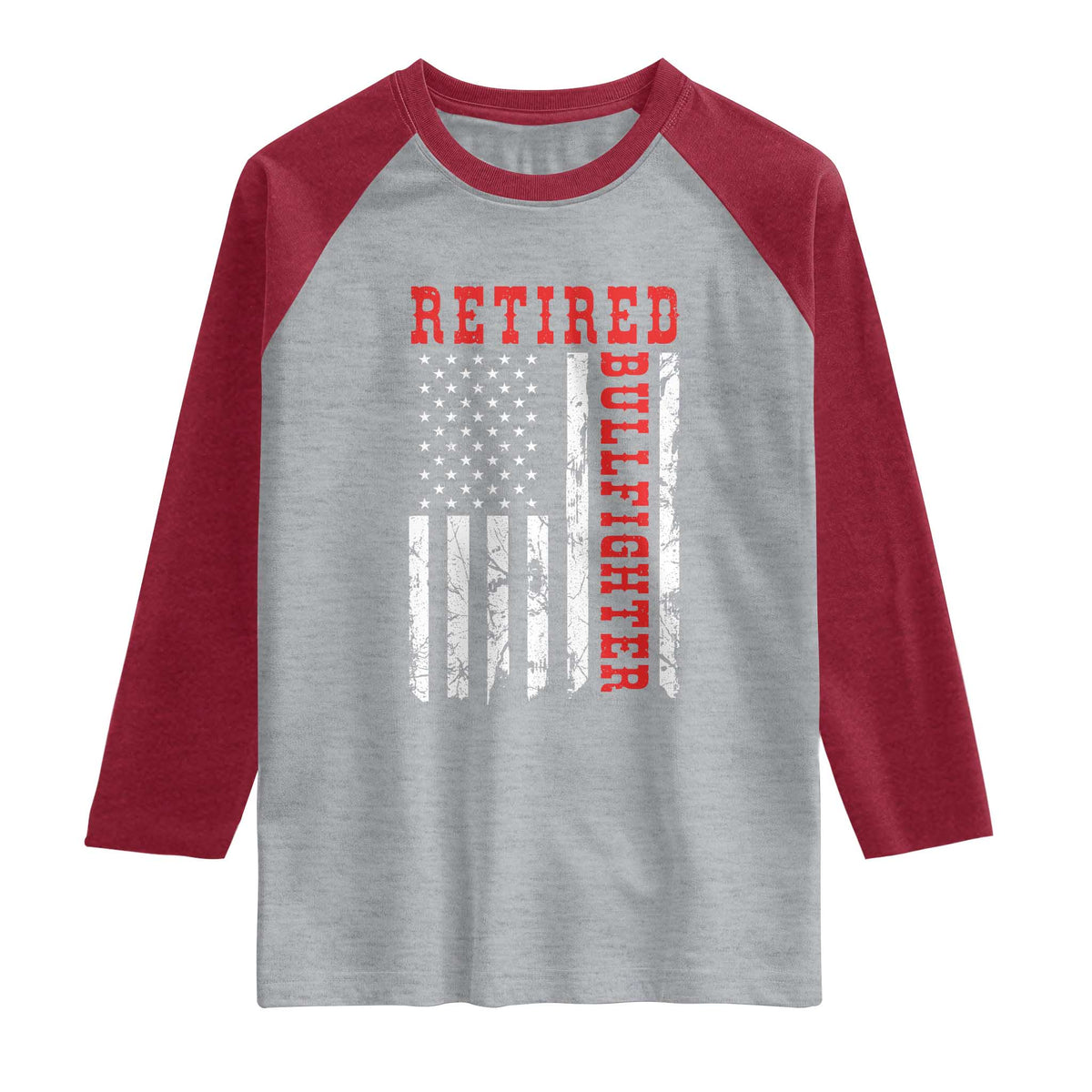 Retired Bullfighter American Flag Raglan Shirt Vintage Rodeo Retirement Gift