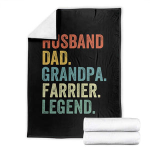 Husband Dad Grandpa Farrier Throw Blanket Vintage Horseshoe Equine Craftsman Gift