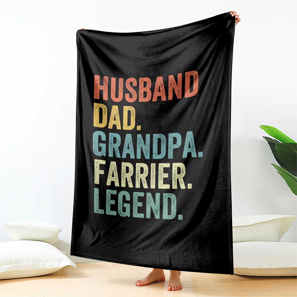 Husband Dad Grandpa Farrier Throw Blanket Vintage Horseshoe Equine Craftsman Gift