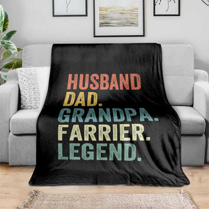 Husband Dad Grandpa Farrier Throw Blanket Vintage Horseshoe Equine Craftsman Gift