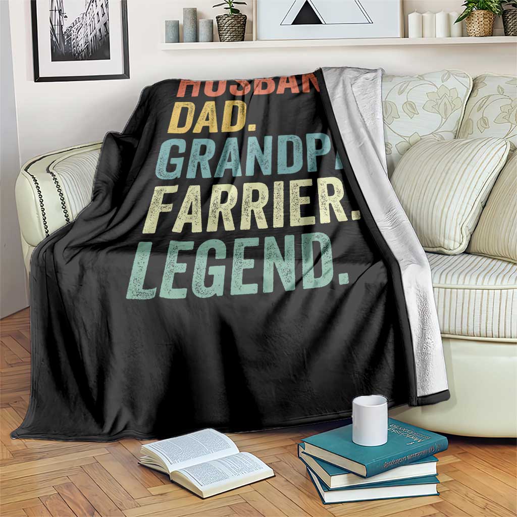 Husband Dad Grandpa Farrier Throw Blanket Vintage Horseshoe Equine Craftsman Gift