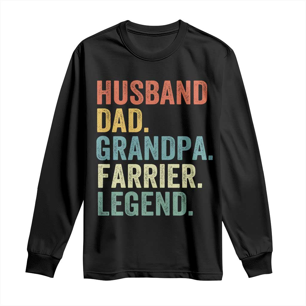 Husband Dad Grandpa Farrier Long Sleeve Shirt Vintage Horseshoe Equine Craftsman Gift