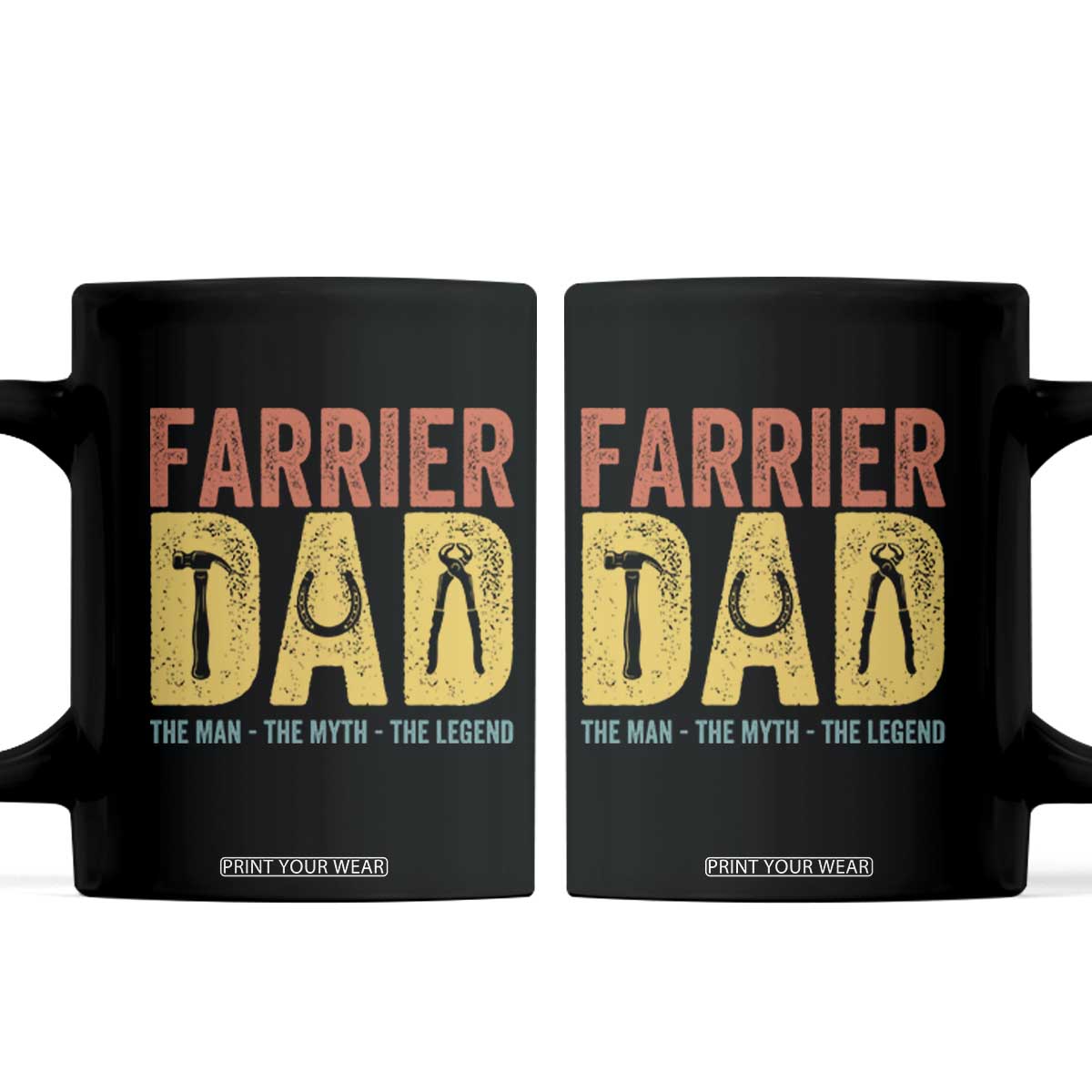 Farrier Dad The Man The Myth The Legend Coffee Mug Retro Horseshoe Horse Lover Gift