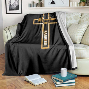 Christian Farrier Faith Cross Throw Blanket Horseshoe Blacksmith Gift