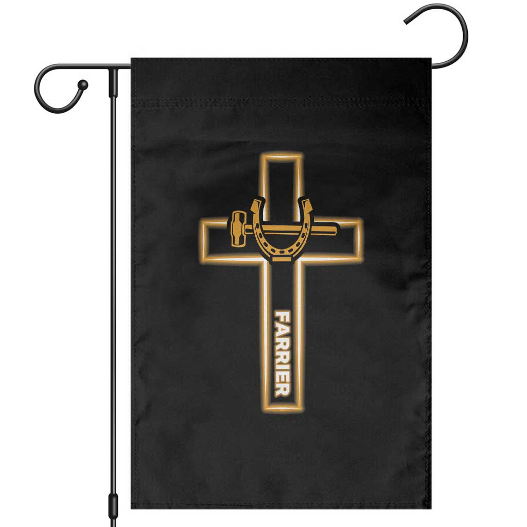 Christian Farrier Faith Cross Garden Flag Horseshoe Blacksmith Gift
