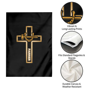 Christian Farrier Faith Cross Garden Flag Horseshoe Blacksmith Gift