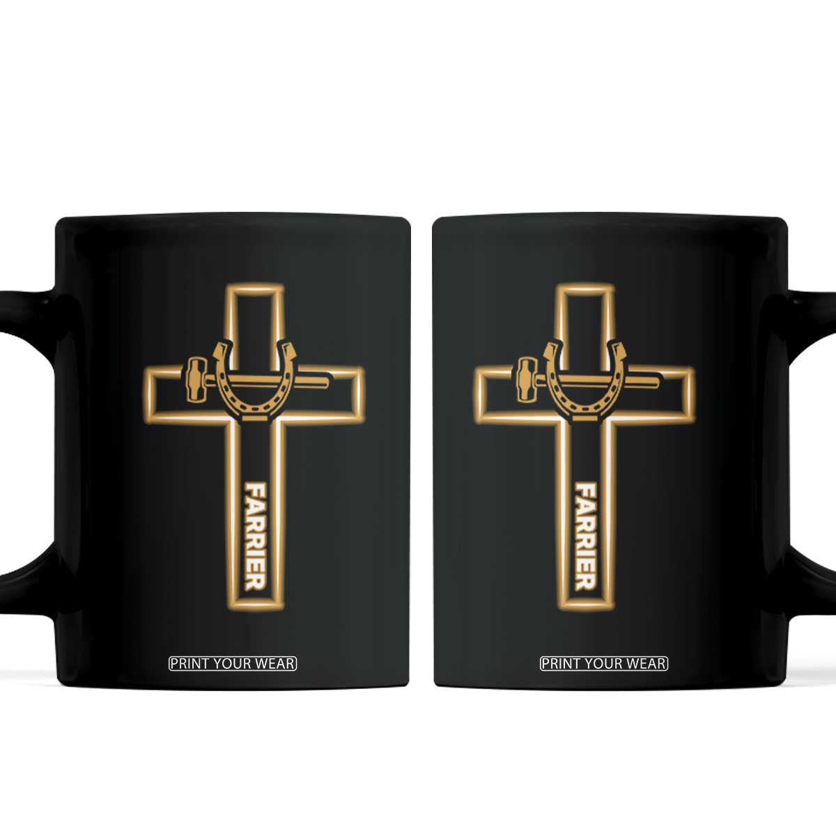 Christian Farrier Faith Cross Coffee Mug Horseshoe Blacksmith Gift