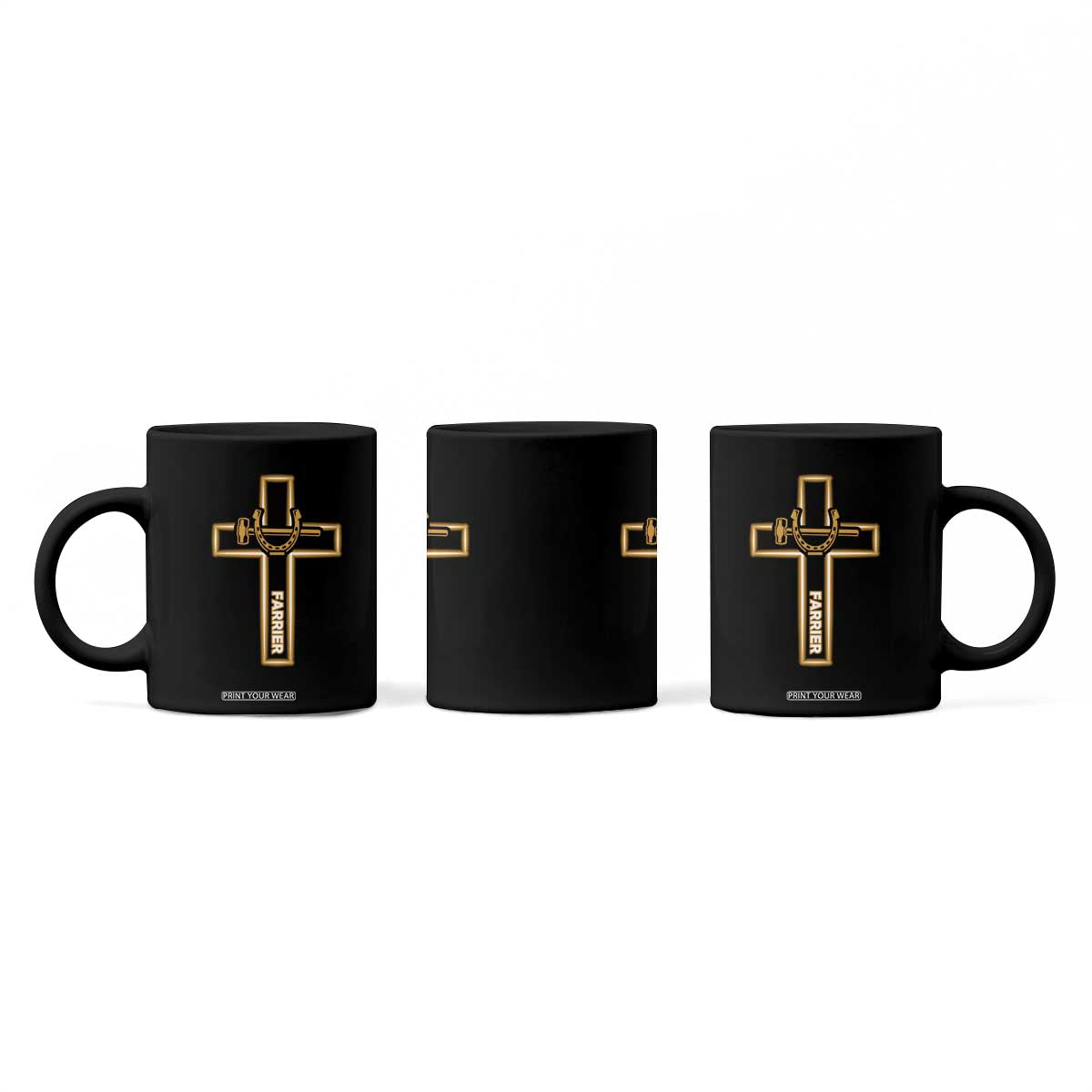 Christian Farrier Faith Cross Coffee Mug Horseshoe Blacksmith Gift
