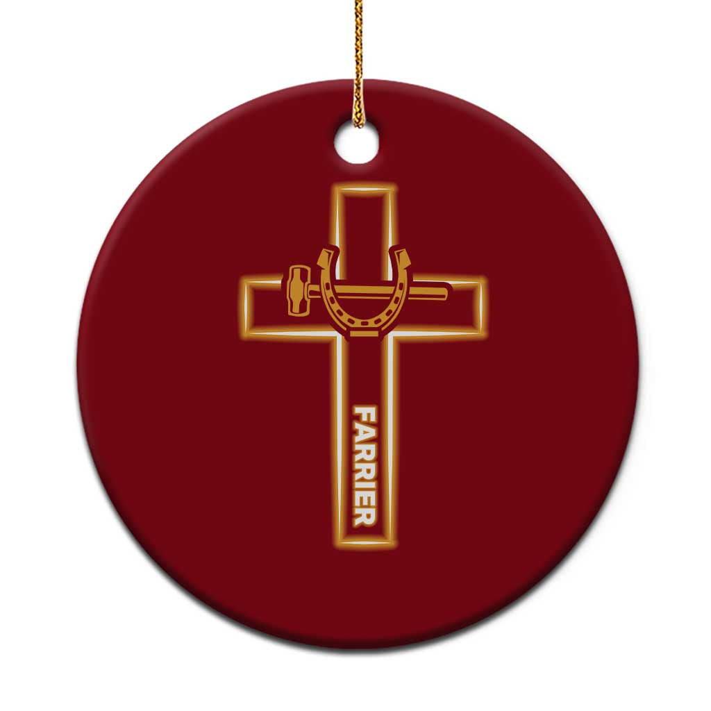 Christian Farrier Faith Cross Ceramic Ornament Horseshoe Blacksmith Gift