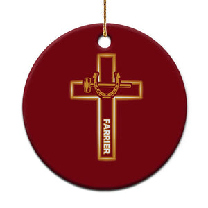 Christian Farrier Faith Cross Ceramic Ornament Horseshoe Blacksmith Gift