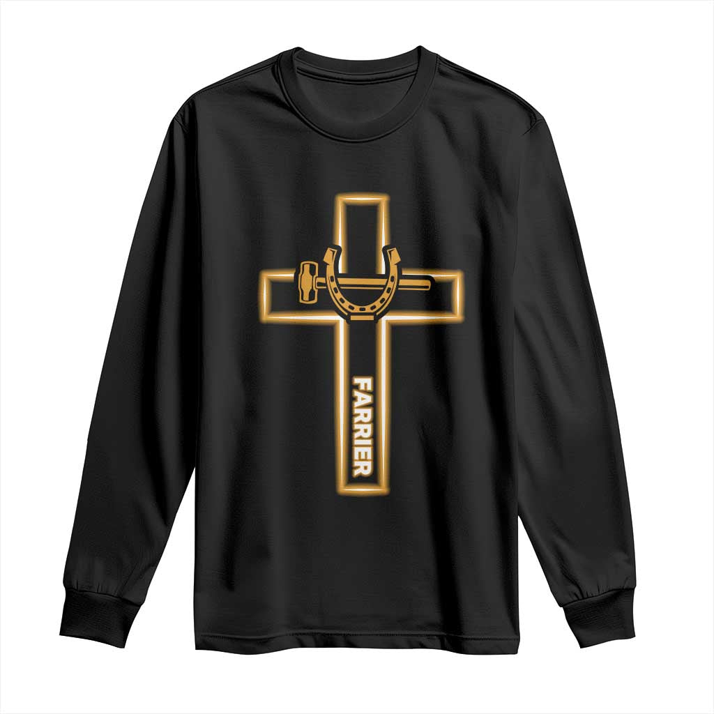 Christian Farrier Faith Cross Long Sleeve Shirt Horseshoe Blacksmith Gift
