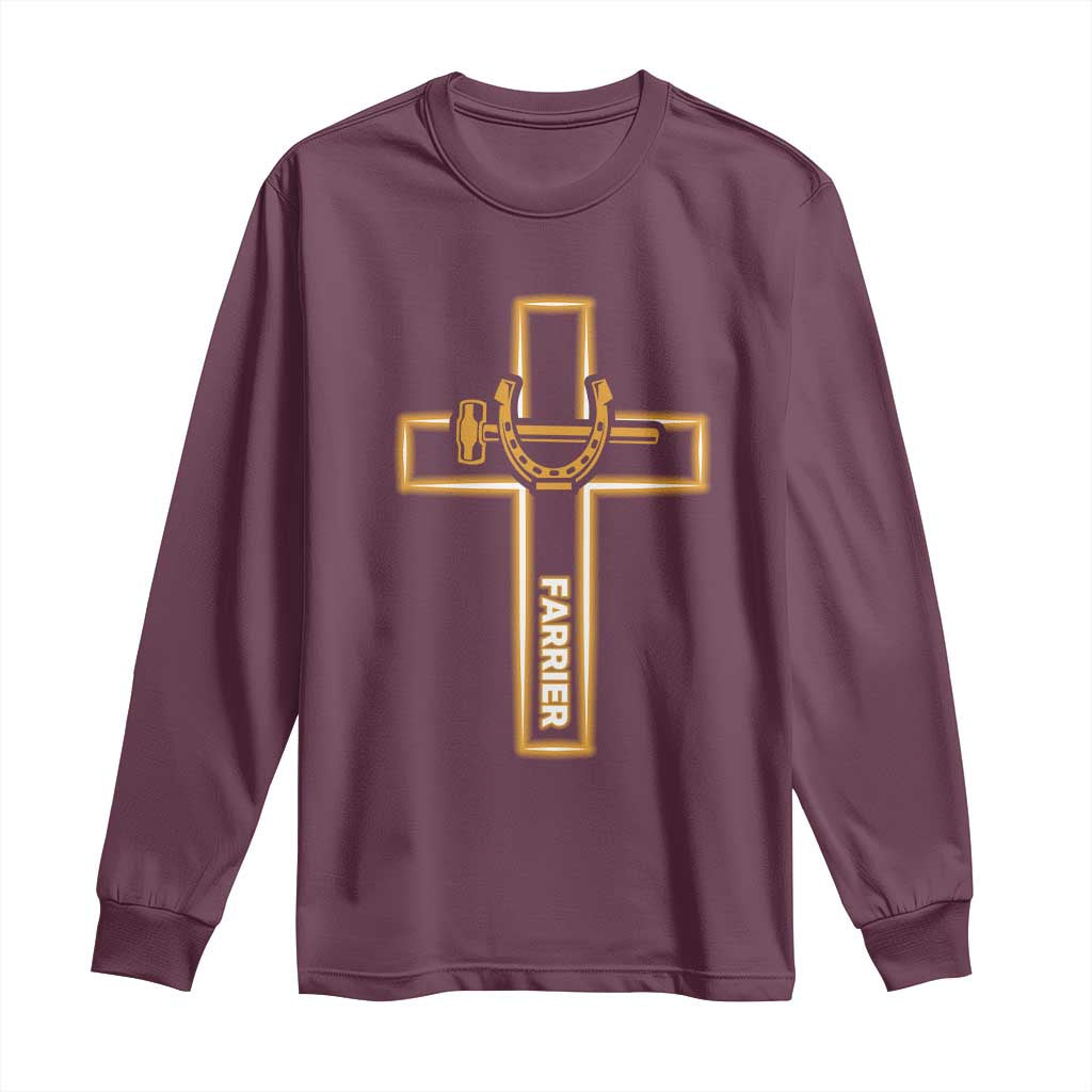 Christian Farrier Faith Cross Long Sleeve Shirt Horseshoe Blacksmith Gift