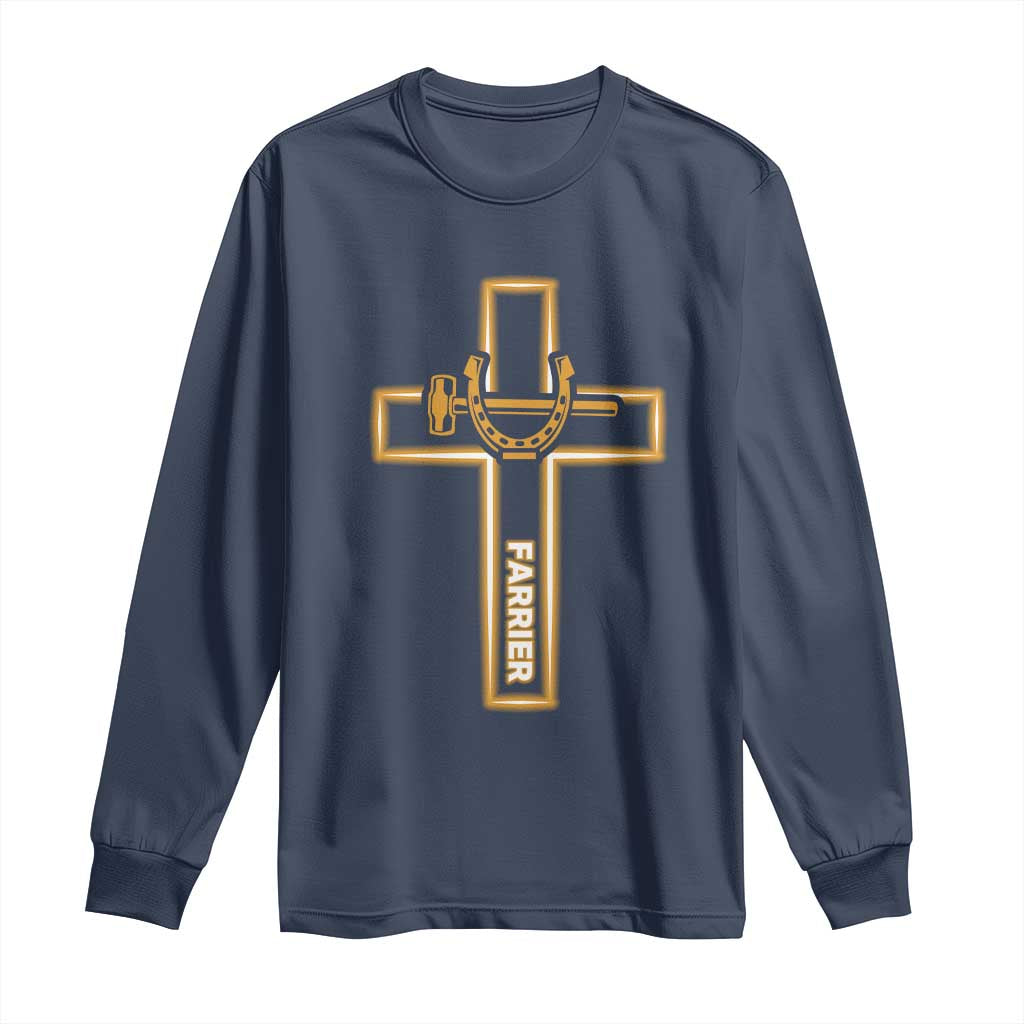 Christian Farrier Faith Cross Long Sleeve Shirt Horseshoe Blacksmith Gift
