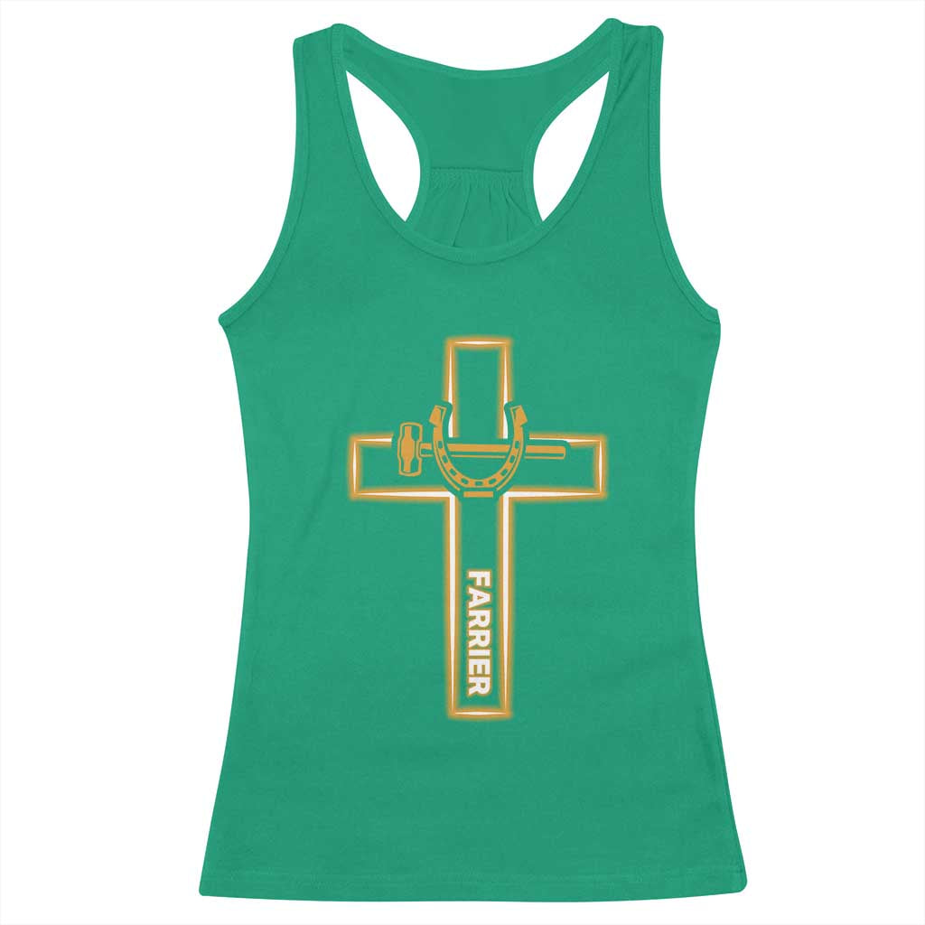 Christian Farrier Faith Cross Racerback Tank Top Horseshoe Blacksmith Gift