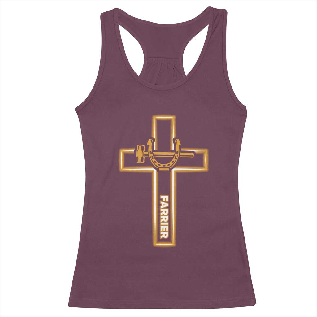 Christian Farrier Faith Cross Racerback Tank Top Horseshoe Blacksmith Gift