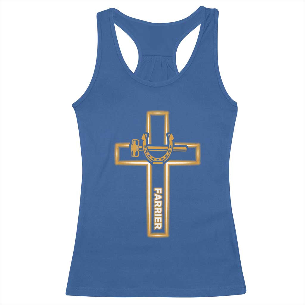 Christian Farrier Faith Cross Racerback Tank Top Horseshoe Blacksmith Gift