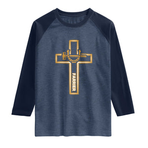 Christian Farrier Faith Cross Raglan Shirt Horseshoe Blacksmith Gift