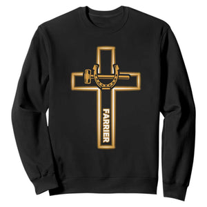 Christian Farrier Faith Cross Sweatshirt Horseshoe Blacksmith Gift