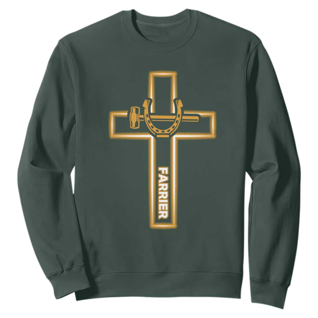 Christian Farrier Faith Cross Sweatshirt Horseshoe Blacksmith Gift