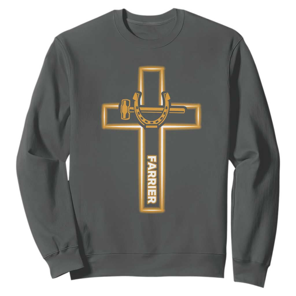 Christian Farrier Faith Cross Sweatshirt Horseshoe Blacksmith Gift