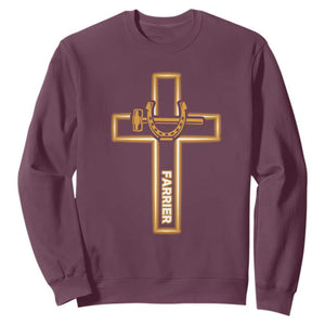Christian Farrier Faith Cross Sweatshirt Horseshoe Blacksmith Gift