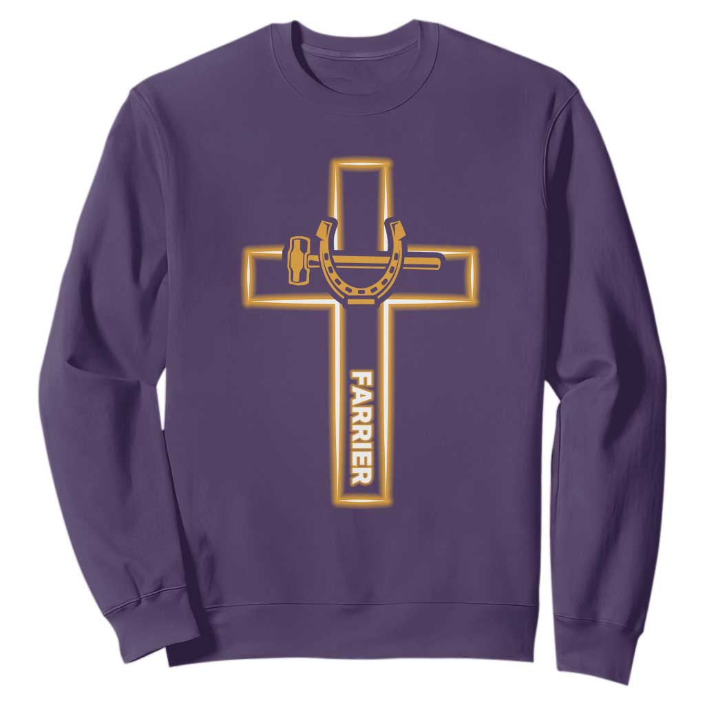 Christian Farrier Faith Cross Sweatshirt Horseshoe Blacksmith Gift