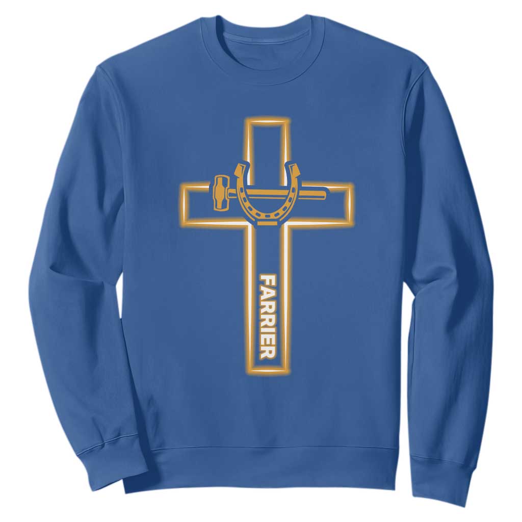 Christian Farrier Faith Cross Sweatshirt Horseshoe Blacksmith Gift