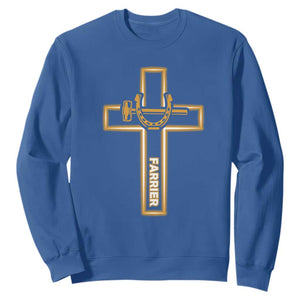 Christian Farrier Faith Cross Sweatshirt Horseshoe Blacksmith Gift