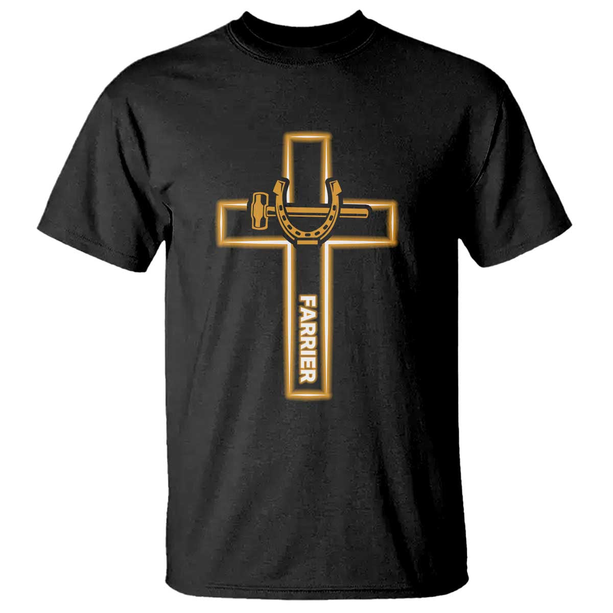 Christian Farrier Faith Cross T Shirt Horseshoe Blacksmith Gift