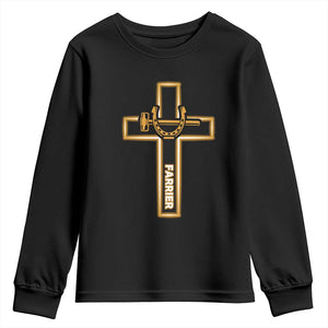 Christian Farrier Faith Cross Youth Sweatshirt Horseshoe Blacksmith Gift