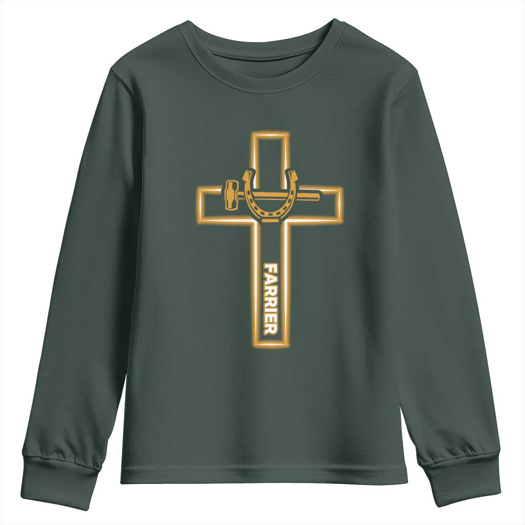 Christian Farrier Faith Cross Youth Sweatshirt Horseshoe Blacksmith Gift
