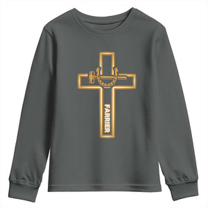 Christian Farrier Faith Cross Youth Sweatshirt Horseshoe Blacksmith Gift