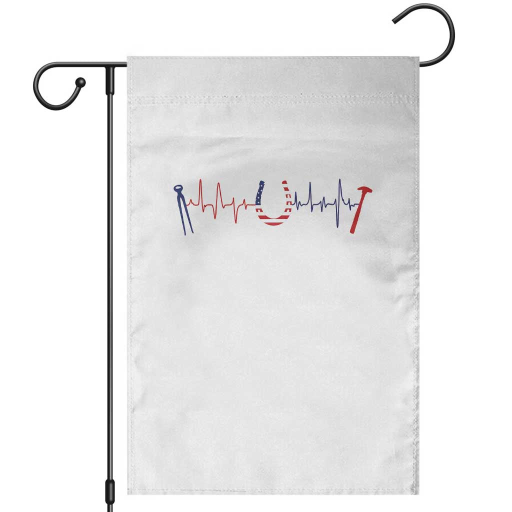 Patriotic Farrier Heartbeat American Flag Garden Flag Horseshoe USA Horse Lover Gift