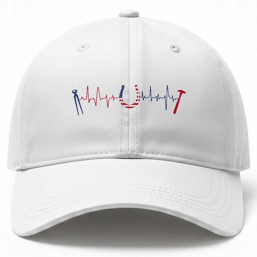 Patriotic Farrier Heartbeat American Flag Baseball Cap Horseshoe USA Horse Lover Gift