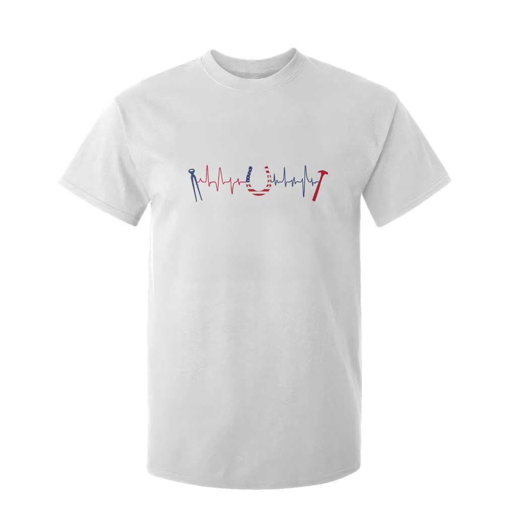 Patriotic Farrier Heartbeat American Flag T Shirt For Kid Horseshoe USA Horse Lover Gift