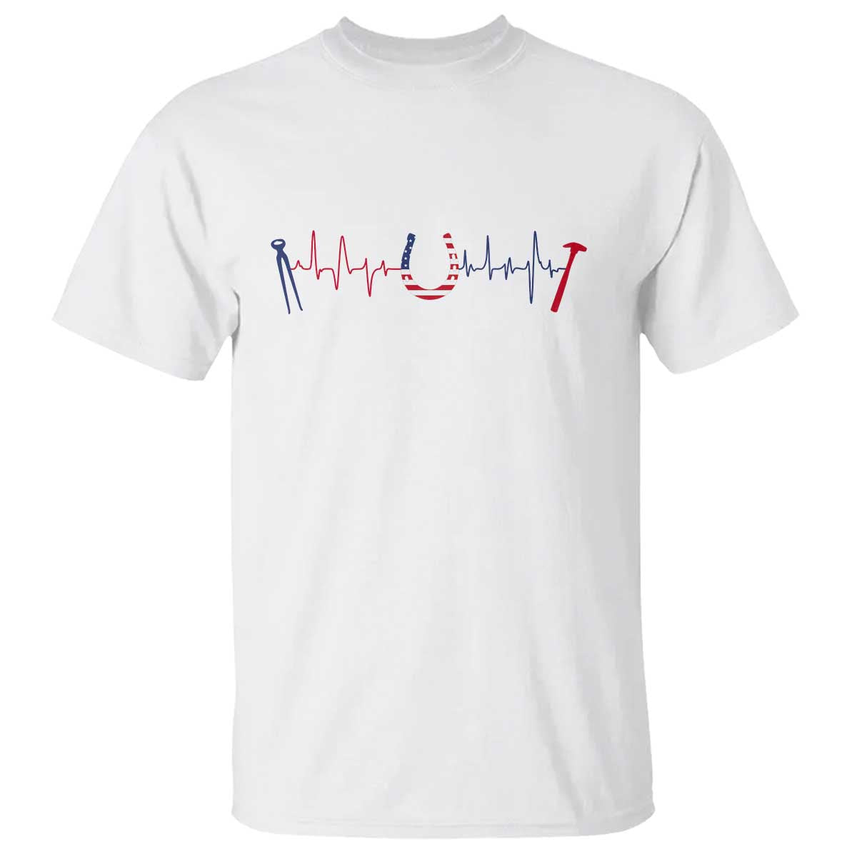 Patriotic Farrier Heartbeat American Flag T Shirt Horseshoe USA Horse Lover Gift